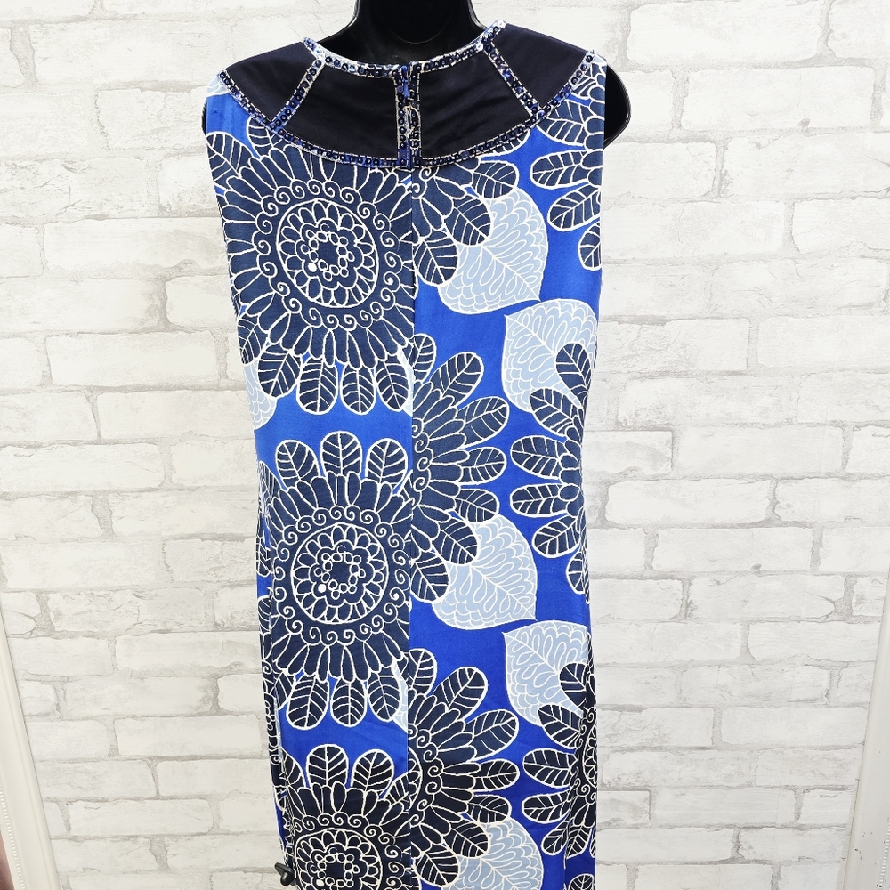 Tory Burch Blue Floral‎ Print Sheath Dress - Picture 6 of 9